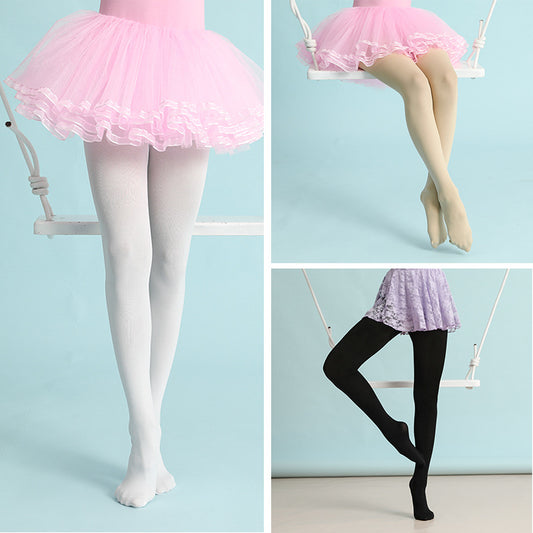 Children's dance socks ballet pantyhose 120D 2 pairs thin base layer stockings tights kids' velvet practice socks