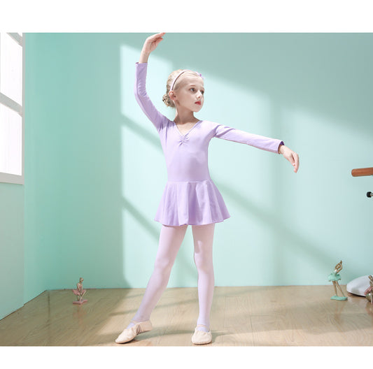 Ballerina Outfit for kids Performance Costume dance Practice Dress cotton long/short sleeve
