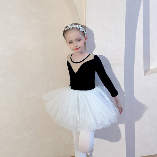 Autumn and winter children Ballet Leotards with tutu Skirt Detachable black Dance Costume girls Ballerina Outfit