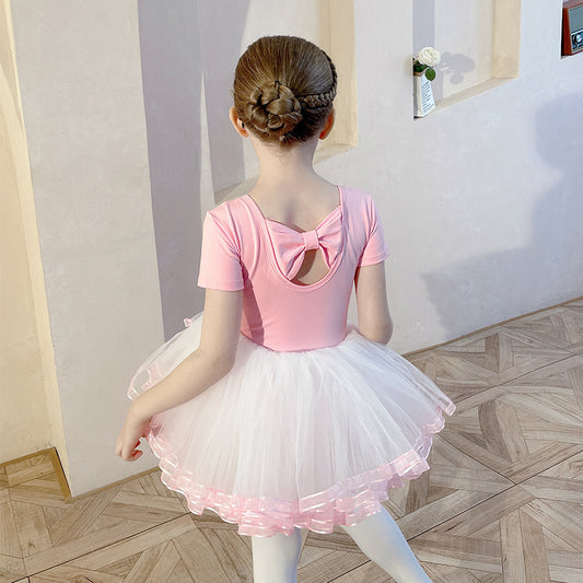 Chilren Leotard dance Dress pink  Detachable Butterfly Back Princess dress girls Training Performance Costume