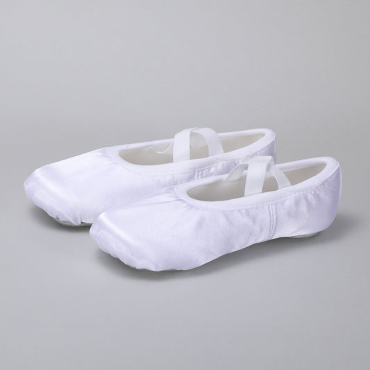 White children's satin dance shoes, figure shoes, yoga shoes, training cat-claw shoes, ballet dancing shoes