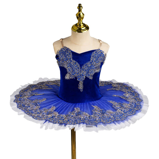Children's ballet dress TUTU chiffon dress, blue bird variation stage performance outfit, bow tie suspenders dance dress