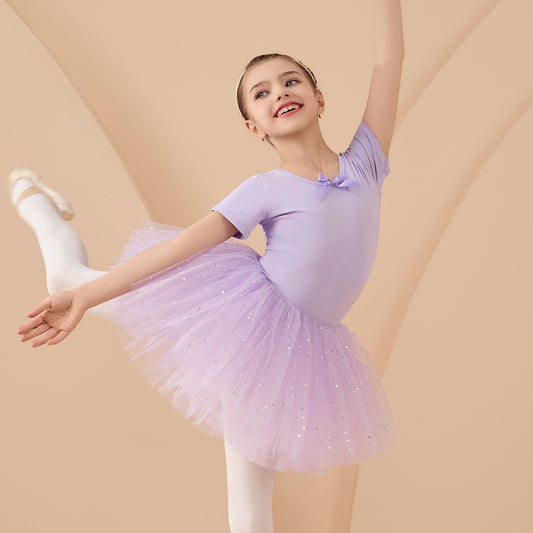 Ballerina Outfit for Girl Ballet Leotards with Skirt Detachable Tutu Dance Costume Princess dress  short/long sleeve cotton