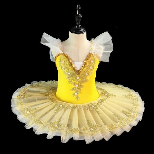 Ballet dress, dancing suspenders dress, children's puff dress, little swan dance costume, performance outfit for dance