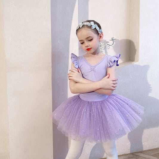 Children purple Ballet Princess dress High quality Detachable kids ballet Leotards with tutu Skirt Dance Costume