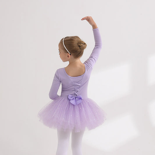 Girl Dance Performance Clothing Princess dress  kids Ballerina Outfit Detachable Tutu Dance Costume  Sparkly chiffon Dance Dress