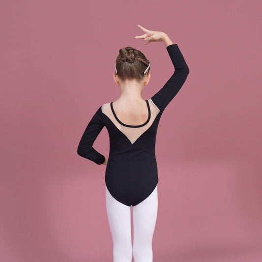 Black short/long sleeve Girl Ballet Leotards cotton kids Jumpsuit  Princess Little Swan Artistic Skate wears