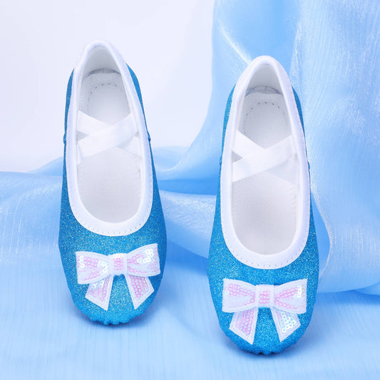 Stage performance dance shoes, soft-soled ballet figure shoes, cat-claw shoes in shiny blue for children's performances