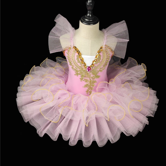 Ballet dance dress for children little swan performances  sheer dress, princess dress, tutu performance outfit