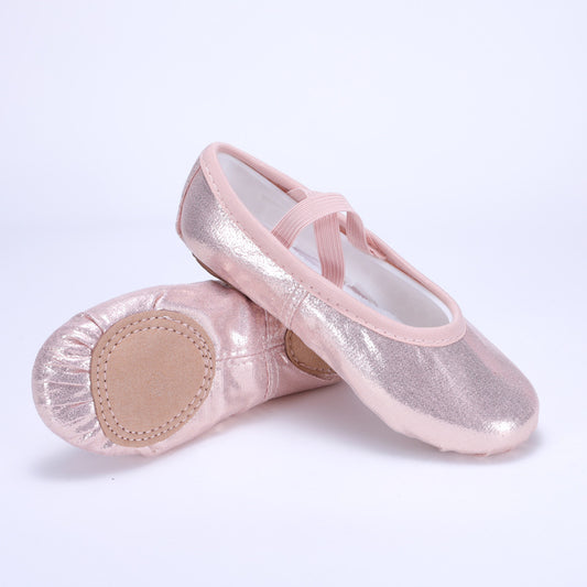 Crystal Pink Dance Shoes, PU Children's Anti-Slip Ballet Shoes, Professional Soft-Tread Cat Claw Shoes, Girls' Performance Shoes
