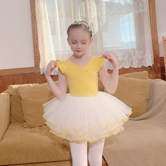 Girl Ballet Leotard Ruffle fly Sleeve Dance Gymnastics Skate Outfit Team Basic Top Bodysuit for Toddler for Kids