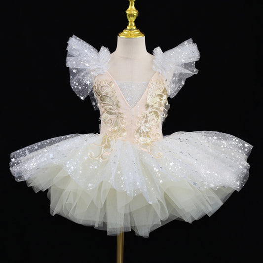 Professional ballet dress  Little swan sequined princess puff dress Stage children's  performance clothing Dance dress