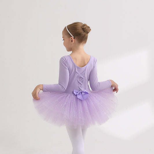 Girl Dance Performance Clothing Princess dress  kids Ballerina Outfit Detachable Tutu Dance Costume  Sparkly chiffon Dance Dress