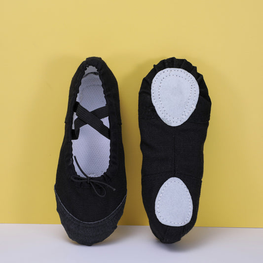 Black girls' dancing shoes, children's lace-up leather ballet shoes, anti-slip cat-claw shoes,Performance shoes