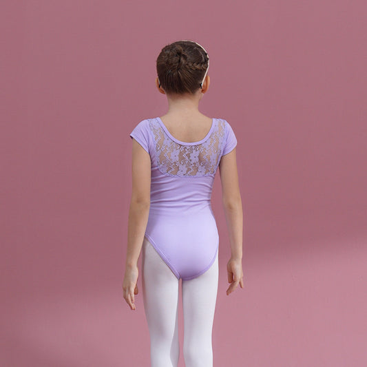 Girl Ballet Leotards Lace back Dancewear for kids Performance Costume cotton Jumpsuit Ballerina Outfit short/long sleeve