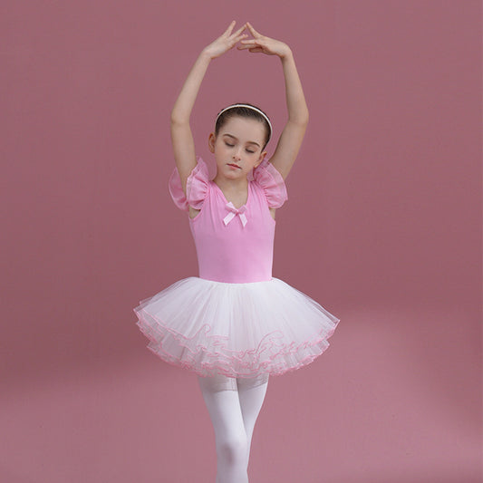Kids Dance Performance Clothing Detachable Girl Ballet Leotards with white Four layers of gauze Skirt  Ballerina Outfit