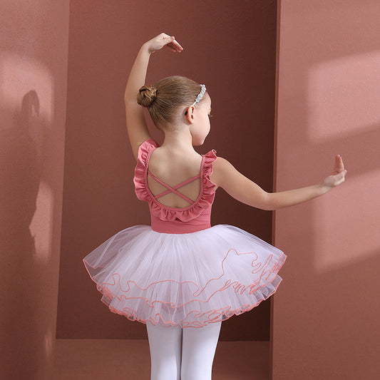Kid's dance costumes -Girls' pure cotton ballet dress-Children's dancing dress-Dance practice attire