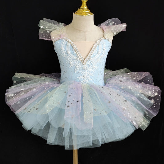 Festival dance dress, girl ballet dress, little swan dance outfit dancing dress puffball chiffon dress TUTU dress