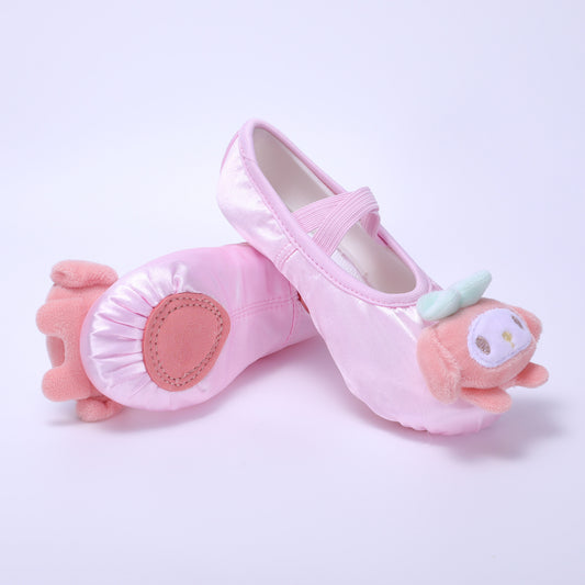 Pink cartoon dance shoes, children's ballet shoes, girls' anti-slip performance shoes, figure cat-claw shoes