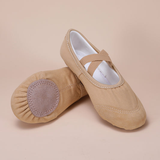 Sheepskin head kids' dance shoes, ballet shoes, milkshake color anti-slip shoes, soft-soled performance shoes