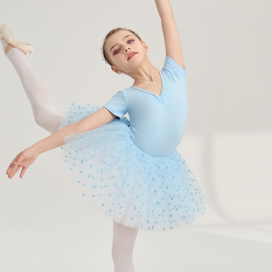 100% cotton kids Ballet Leotards  short /long sleeve  Ballerina  Jumpsuit Performance Costume Dance Costume pink/blue