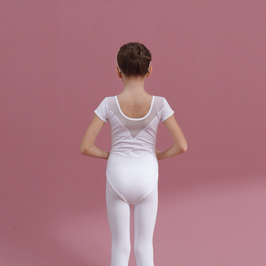 White cotton kids Ballet Leotards Girl Dance Performance Clothing Dance Costume Ballerina Outfit Short/long sleeve