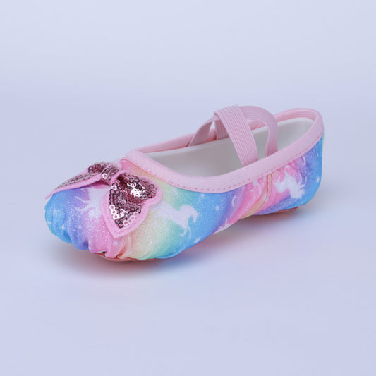 Rainbow-colored children's dance shoes, girls' ballet performance shoes, professional soft-soled anti-slip cat-claw shoes