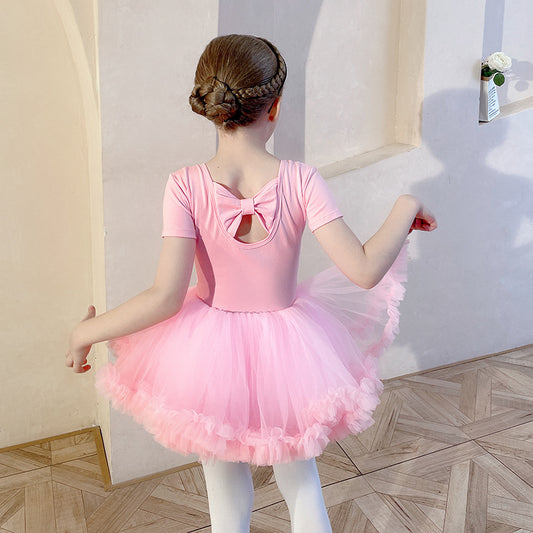 Ballet Dress Girls Training Skirt Tutu Classical Dance Clothes kids Examination Leotard Lace Stitching Pink
