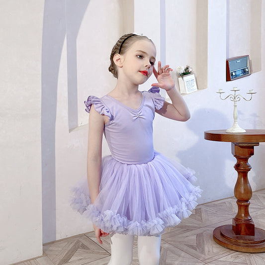 Purple children tutu skirt Girls Ballet Gauze skirt short dance Practice skirt Little Swan Artistic Skate wears