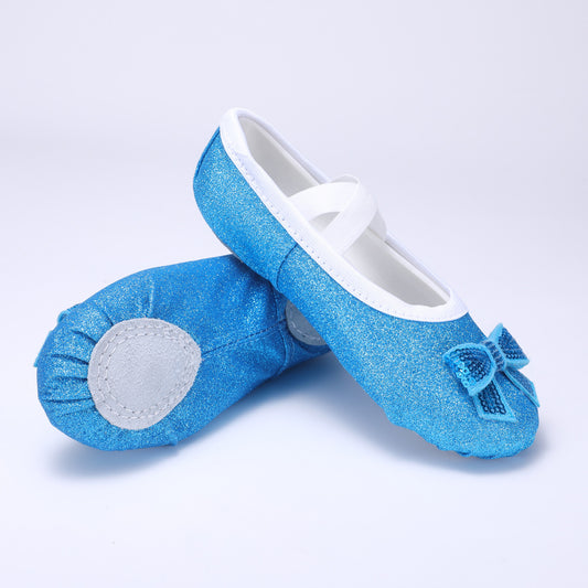 Blue crystal dancing shoes, girls' ballet shoes, soft-bottom anti-slip cat-claw shoes, professional performance shoes