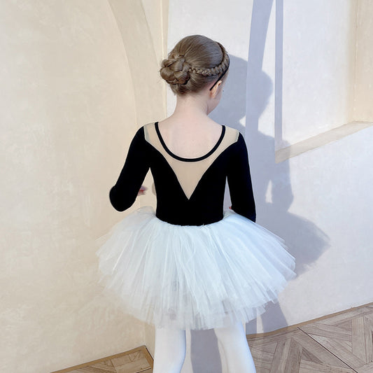 Autumn and winter children Ballet Leotards with tutu Skirt Detachable black Dance Costume girls Ballerina Outfit