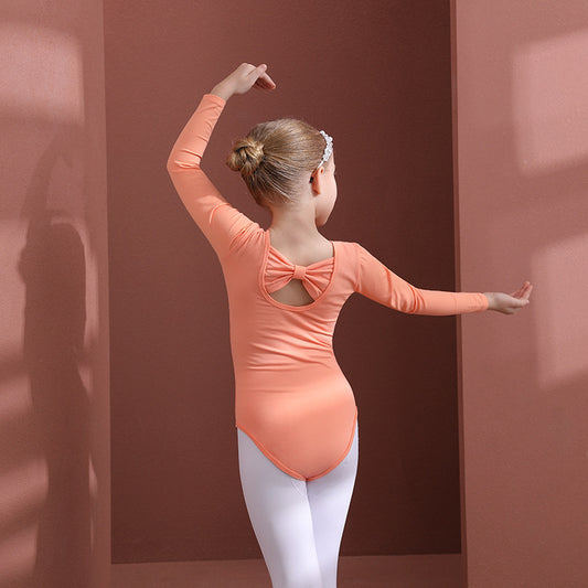 Children Ballet Leotards pure cotton long/short Knowkot Back girl's dance Jumpsuit Training Performance Costume Ballerina Outfit