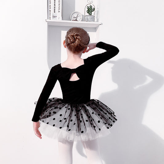 Black Swan Dress Tutu kids Ballet Leotard Rhythmic Gymnastics Ballerina dress Girls  Dance Clothes Ruffle Short/long Sleeve