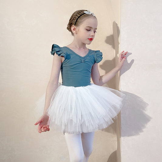 Separate children Ballet Princess dress cotton sleeveless Leotards with white tutu Skirt girls Ballerina Outfit
