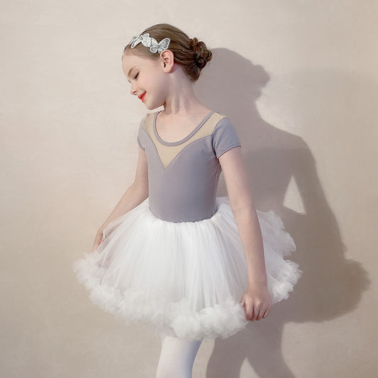 High quality children Ballet Leotards with white Skirt cotton Princess Little Swan Artistic Skate wears kids Performance Costume