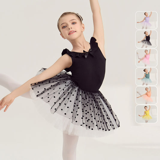 Princess Little Swan Artistic Skate wears black children Ballerina Outfit  Girl Ballet Leotards with tutu Skirt