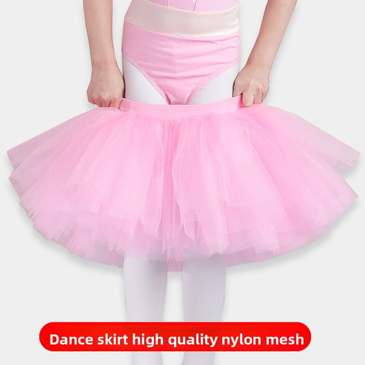 High-quality elasticated waist pink half-length skirt children ballet skirt  Four layers of gauze dance skirt Little Swan skirt