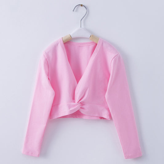 kids dance coat  Thickened long sleeve ballet girls tops Thickened with fleece Performance Costume