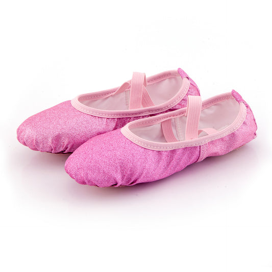 Ballet shoes, children's pink performance dancing shoes, soft-soled figure shoes, glossy anti-slip soft sole shoes