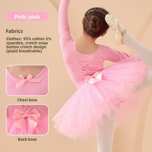 Kids Detachable Tutu Dance Costume fleece-lined and thickened  Ballerina Outfit Performance Costume Practice Dress Up