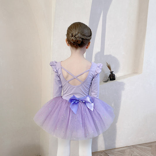 Children purple Ballet Princess dress High quality Detachable kids ballet Leotards with tutu Skirt Dance Costume