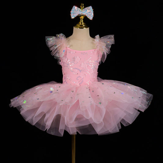 Dancing Princess Dance Costume Professional Performance Dress Ballet Dress Pink Swan Dance Formal Dress for Children