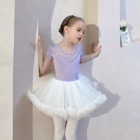 Girl Ballet Leotards with white Skirt Detachable lace back cotton children Tutu Dance Costume Ballerina Outfit