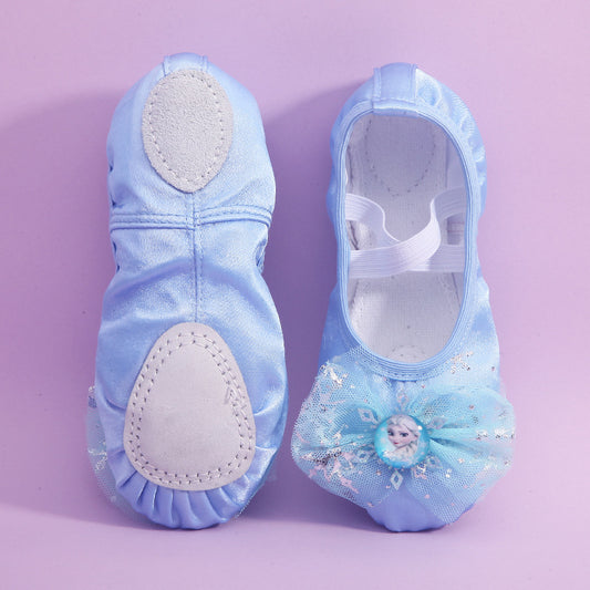 Princess Elsa shoes - Girls' blue ballet slip-on shoes with anti-slip cat-clip soles - Children's performance shoes