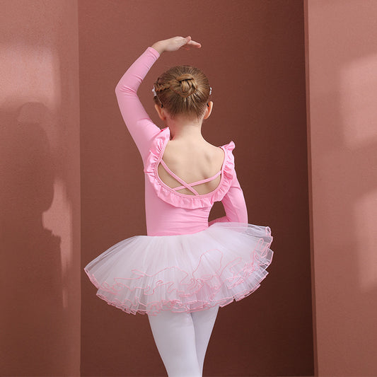 Girls Naked back Ballet Gauze Dress kids Performance Costume cotton long/short Ballerina Outfit Princess dress