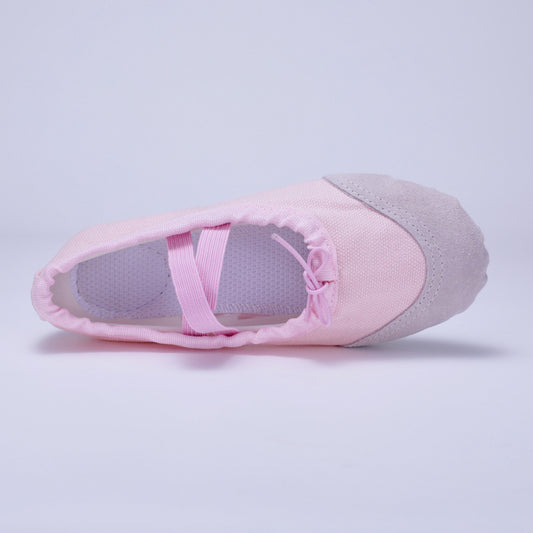 Pink leather head dance shoes, children's ballet shoes, anti-slip cat-claw shoes, soft-bottom performance shoes