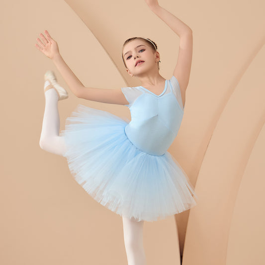 Light blue Detachable Tutu Dance Costume kids Princess dress Girls Ballet Gauze Dress Dance Performance Clothing