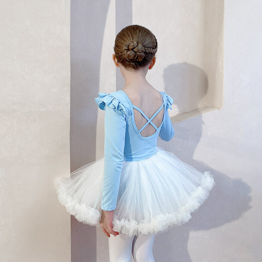 Girls Dance Clothes Kids Training Gauze Skirt Children's Ballet Wear Flying Sleeved Stage Performance Dress