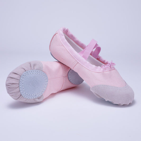 Pink leather head dance shoes, children's ballet shoes, anti-slip cat-claw shoes, soft-bottom performance shoes