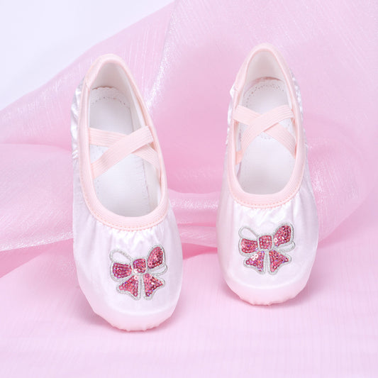 Bows Dance Shoesfor girls Ballet Shoes Anti-slip Embroidered Mesh Figure-Shaping Shoes children Soft-soled shoes